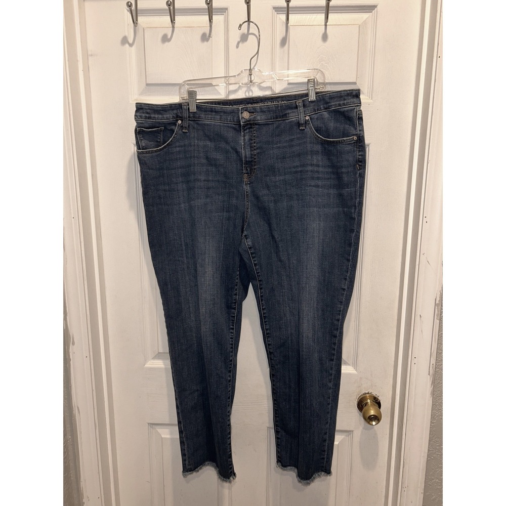 Chicos 4 So Slimming Girlfriend Slim Leg Jeans Blue Medium Wash Raw Hem 20R‎